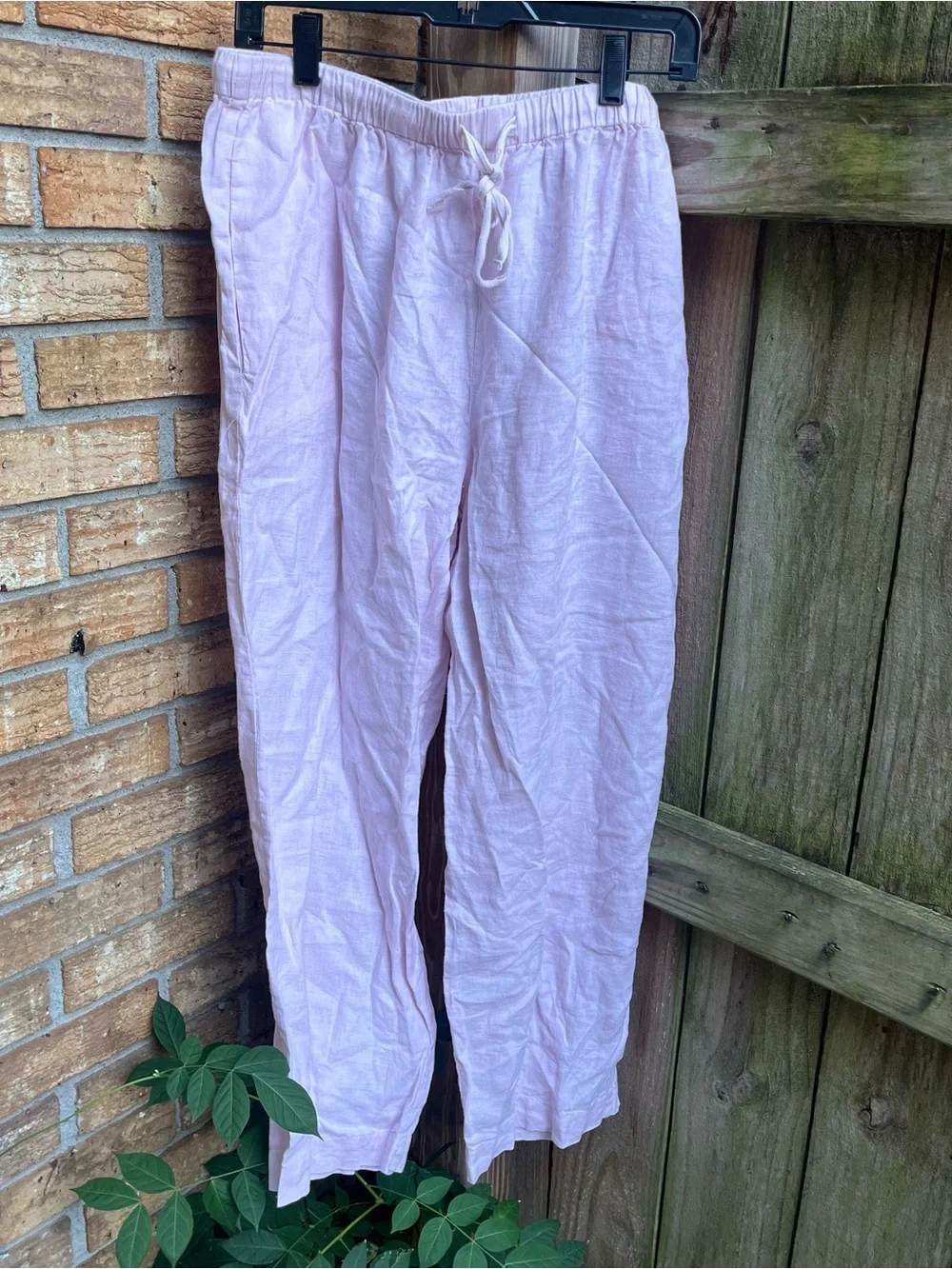 Quince Pale Pink Linen Wide-Leg Drawstring Pants